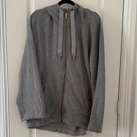 lululemon athletica Gray Zip-Up Sweater with Gold Hardware and Velour Lined - Picture 1 of 6
